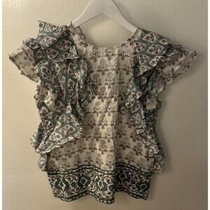 NEW JUST BELLINA women's flutter sleeve top in blue